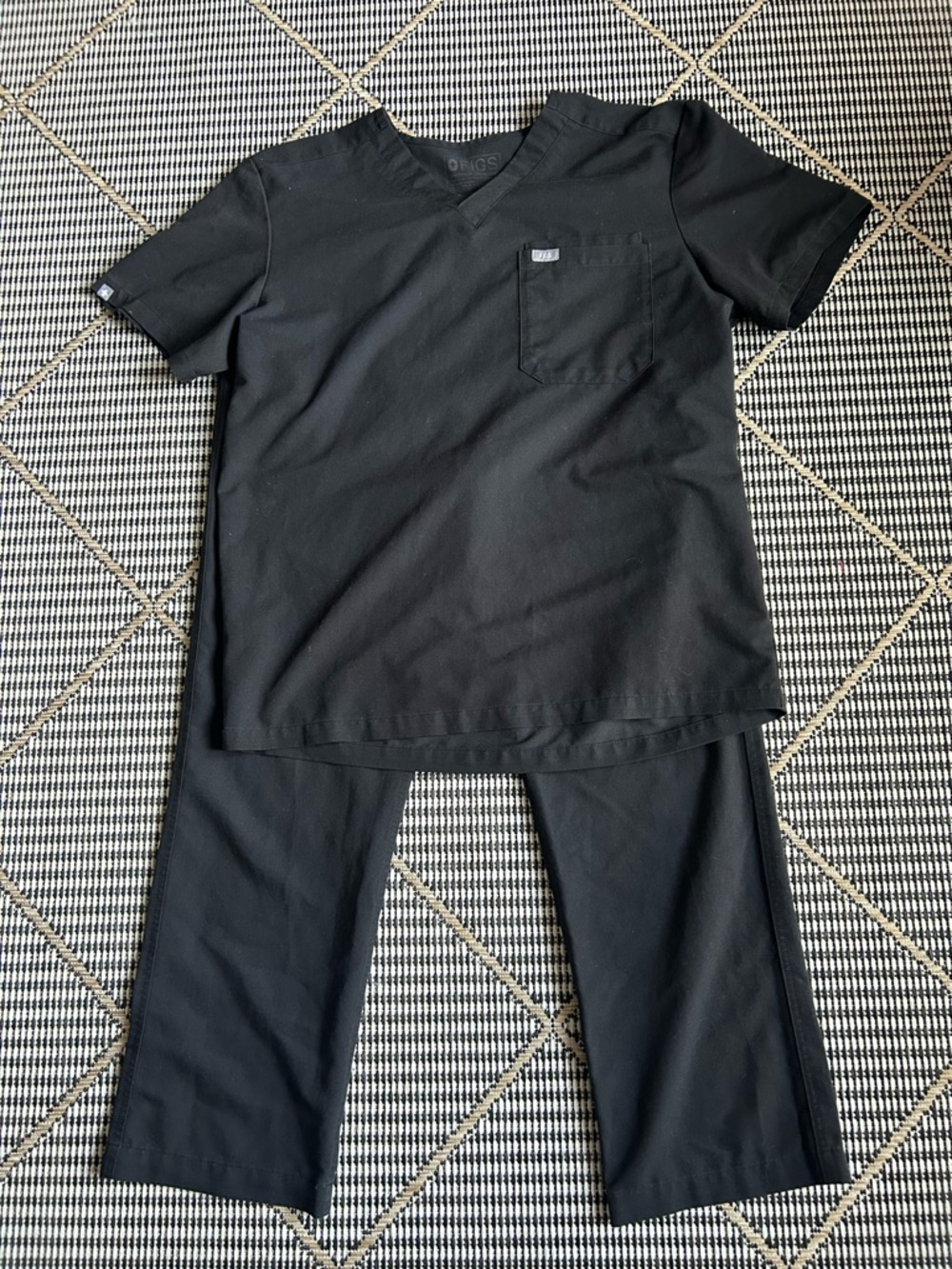 Figs Black Medical Scrub Pants with Drawstring Waist